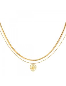 Yehwang Dubbele ketting met hart | Goud