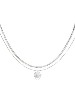 Yehwang Dubbele ketting met hart | Zilver