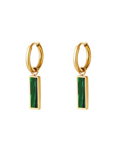 Yehwang Oorbellen Green bar | Goud