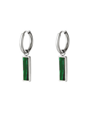 Yehwang Oorbellen Green bar | Zilver