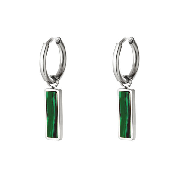 Yehwang Oorbellen Green bar | Zilver