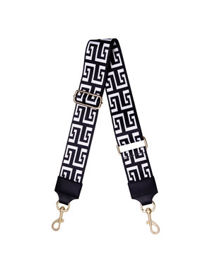  Schoudertas band - Bag strap - Grieks patroon | Zwart