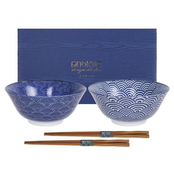 Tokyo Design Tokyo Design Nippon Toya Waves Blauw | Set 2 - Groot