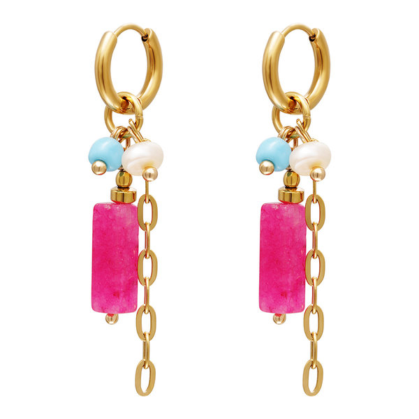 Yehwang Oorbellen Kleurrijk Chain | Roze