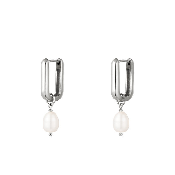 Yehwang Oorbellen Hanger Pearl | Zilver