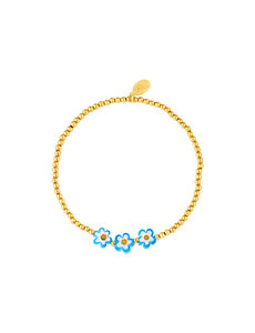 Yehwang Armband Flowers | Goud en Blauw