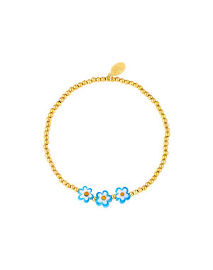 Yehwang Armband Flowers | Goud en Blauw