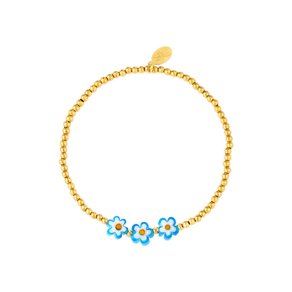 Yehwang Armband Flowers | Goud en Blauw