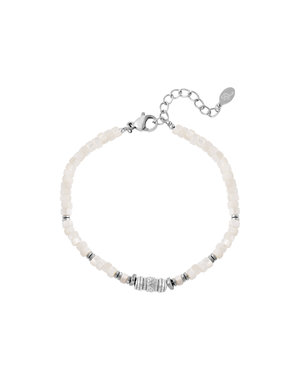 Yehwang Armband Witte Kralen | Zilver