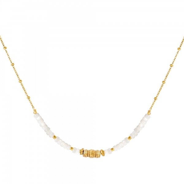 Yehwang Ketting Witte Kralen | Goud