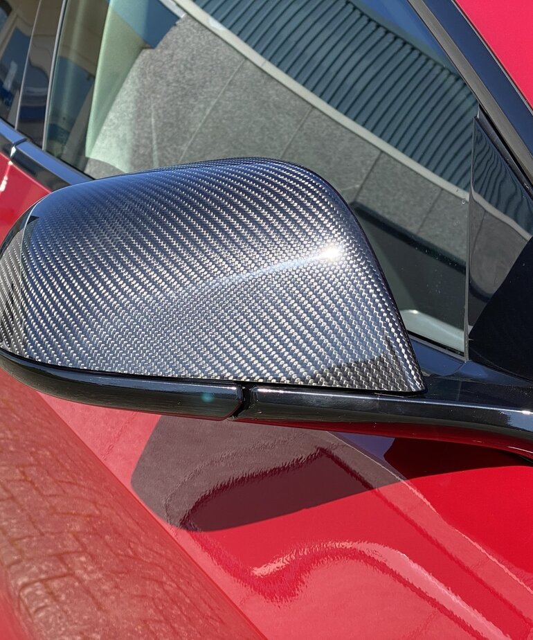 Autoparts Carbon spiegelkappen (glanzend) Tesla