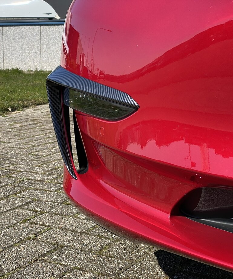 Autoparts 2-delige TESLA Model 3 Bumper canards in Carbon look
