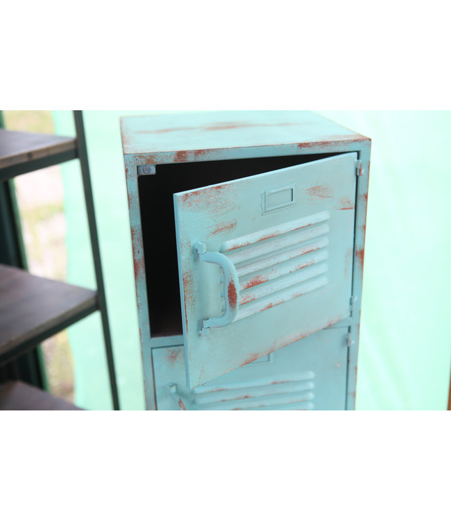 Schließfachschrank 4 Türen Blau | Möbel Industrial Style - Rootsmann