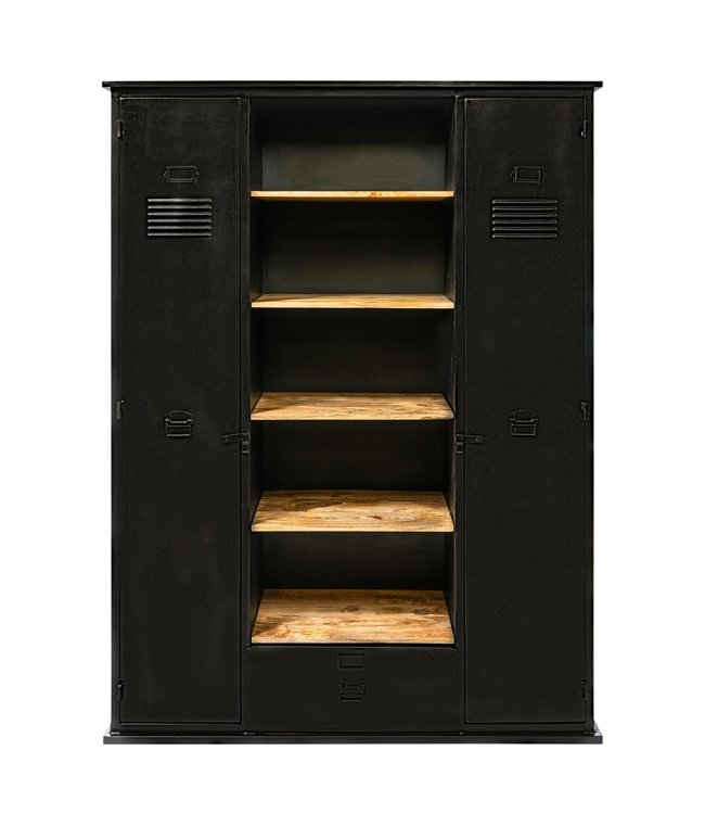 Rootsmann Industrielles Bücherregal mit Türen 2.0 | Schwarz