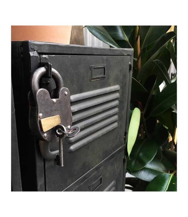 Rootsmann Schließfachschrank Bulky 4 Türen | Schwarz mit Schloss