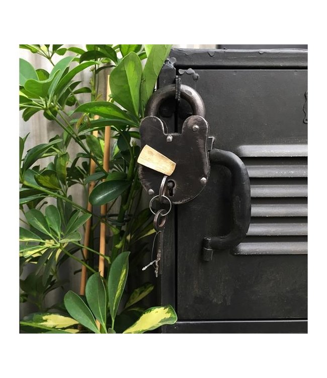 Rootsmann Schließfachschrank Bulky 4 Türen | Schwarz mit Schloss