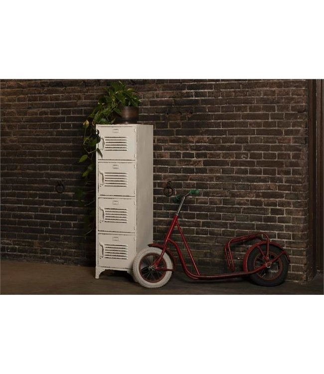 Rootsmann Schließfachschrank Bulky 4 Türen | Weiß mit Schloss