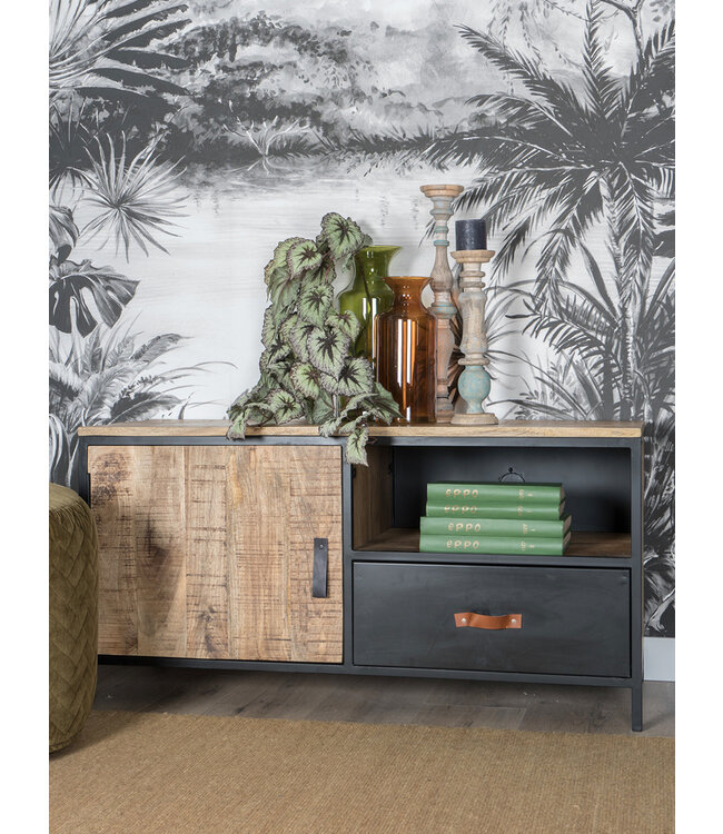 Rootsmann TV-Möbel Abel links 120 | Schwarz