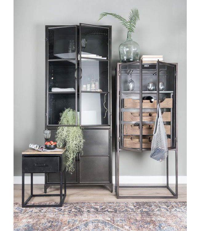 Rootsmann Buffetschrank Hayley Metall Schmall | Schwarz