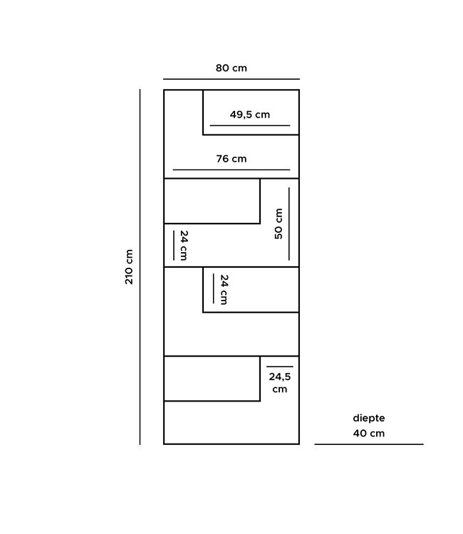 Rootsmann Fächerschrank Moos Holz Smal | Schwarz