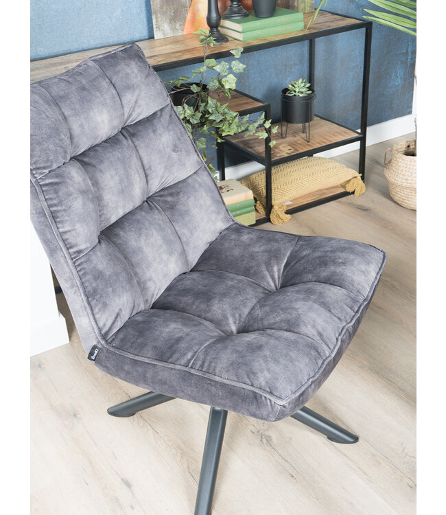 Rootsmann Sessel Rik Adore Samt | Grau