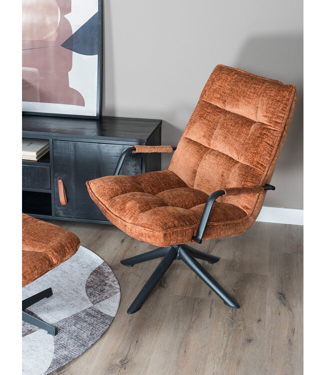 Rootsmann Sessel Rik mit Armlehne Fusion | Rostbraun
