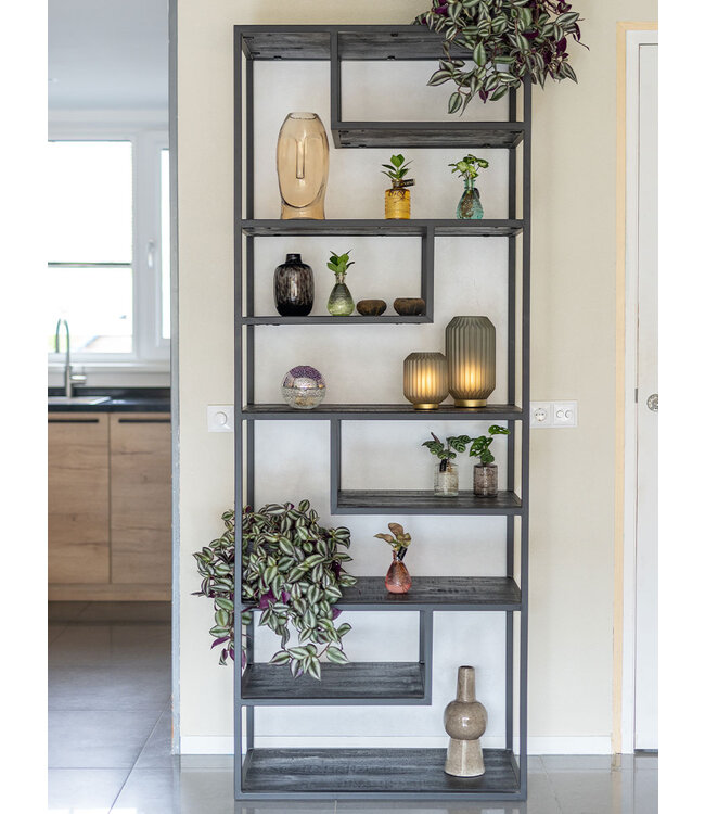 Rootsmann Fächerschrank Moos Holz Smal | Schwarz