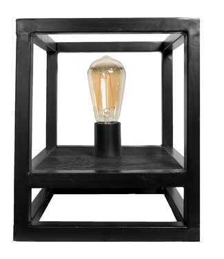 Rootsmann Tischlampe Vintage Schwarz Mangoholz