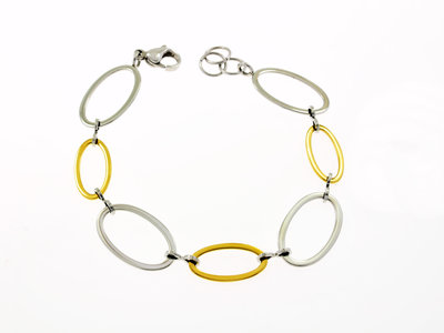 Bracelet acier placage bicolore or jaune HELEN