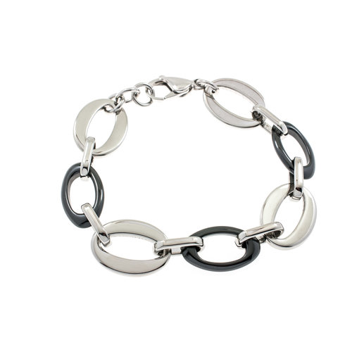 Edelstaal armband met zwarte keramiek ARIANA Edelstaal armband met zwarte keramiek ARIANA