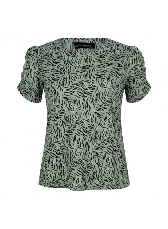 Lofty Manner T-Shirt MS80 Top Azalia - Mint Zebra Print