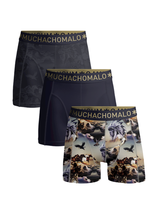 Muchachomalo Boxershorts U-Bear1010-01 Men 3-Pack - Print/Print/Blue