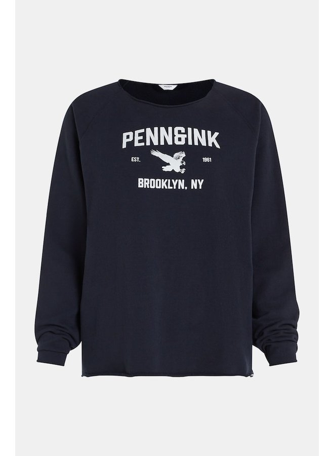Penn&Ink Trui S23F1264 Sweater Print - Navy/White