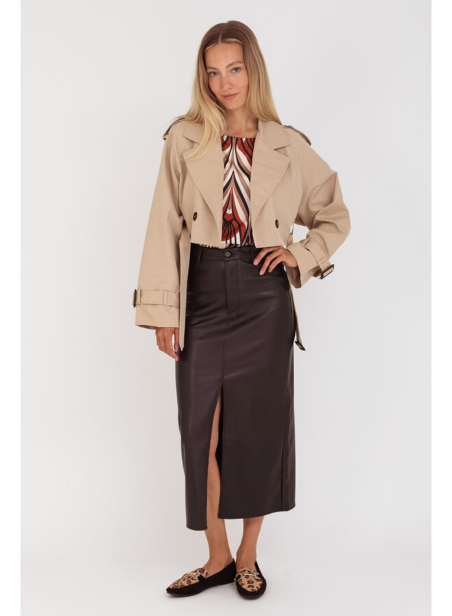 Cropped Trenchcoat 8649 - Beige