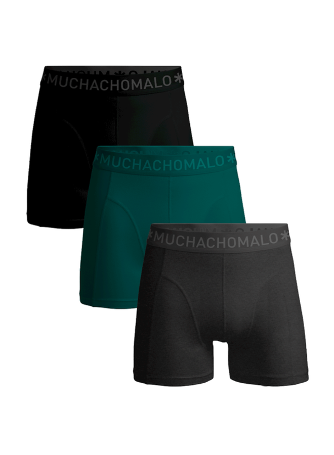 Muchachomalo Boxershorts SOLID1010-598 - Black/Green/Grey