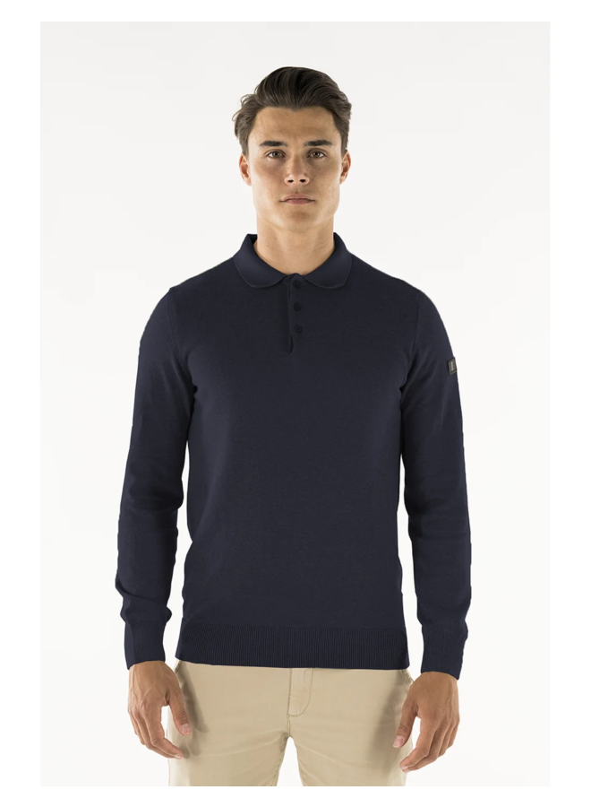 Presly & Sun Polo Brad Long Sleeve Knitted Polo - Navy