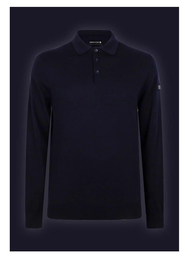 Presly & Sun Polo Brad Long Sleeve Knitted Polo - Navy