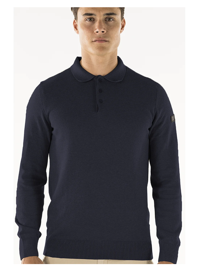 Presly & Sun Polo Brad Long Sleeve Knitted Polo - Navy