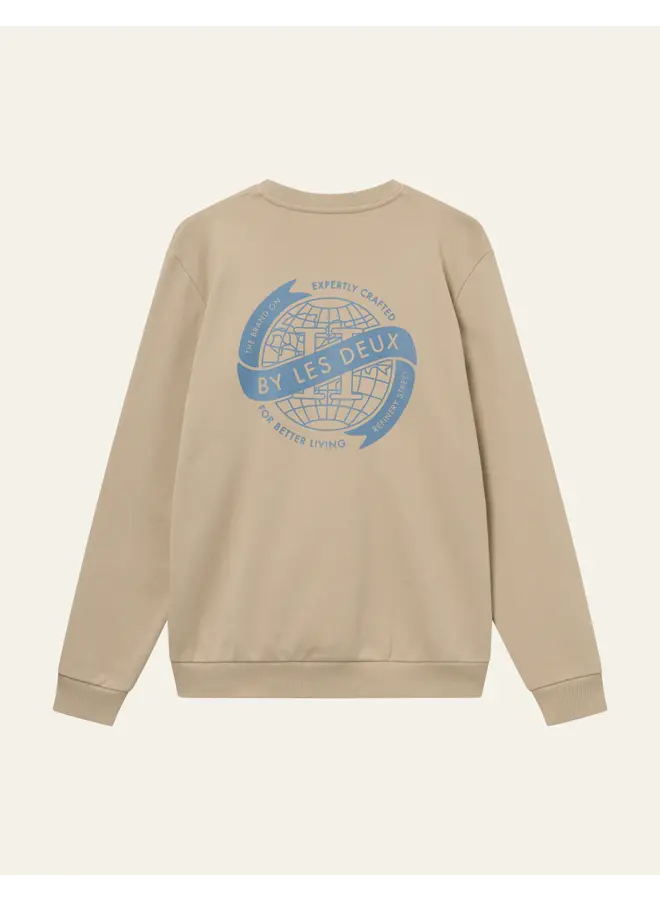 Les Deux LDM200150 Globe Sweatshirt - 817474 Desert Sand/Denim Blue