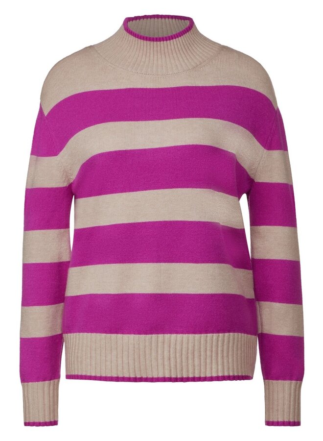 Street one Trui 302633 LTD QR Striped Sweater - 25462 Purple Cozy