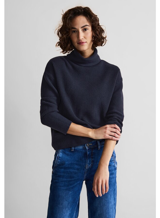 Coltrui 302634 Rollneck Sweater With S - 11238 Deep Blue