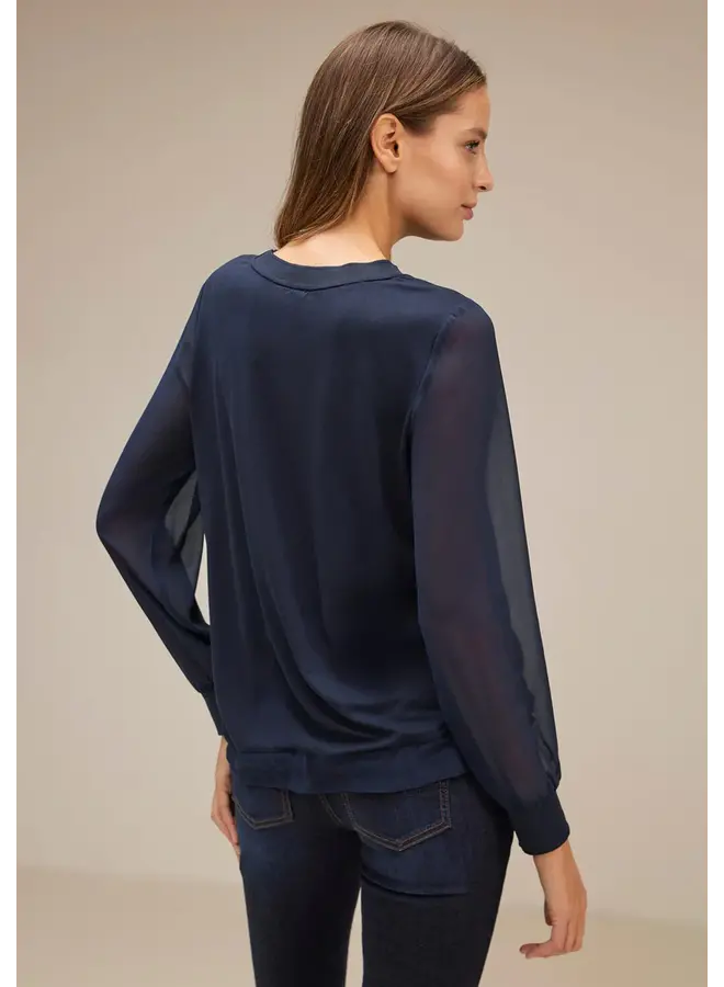 Street one Trui 320763 Chiffon Matmix Shirt - 11238 Deep Blue