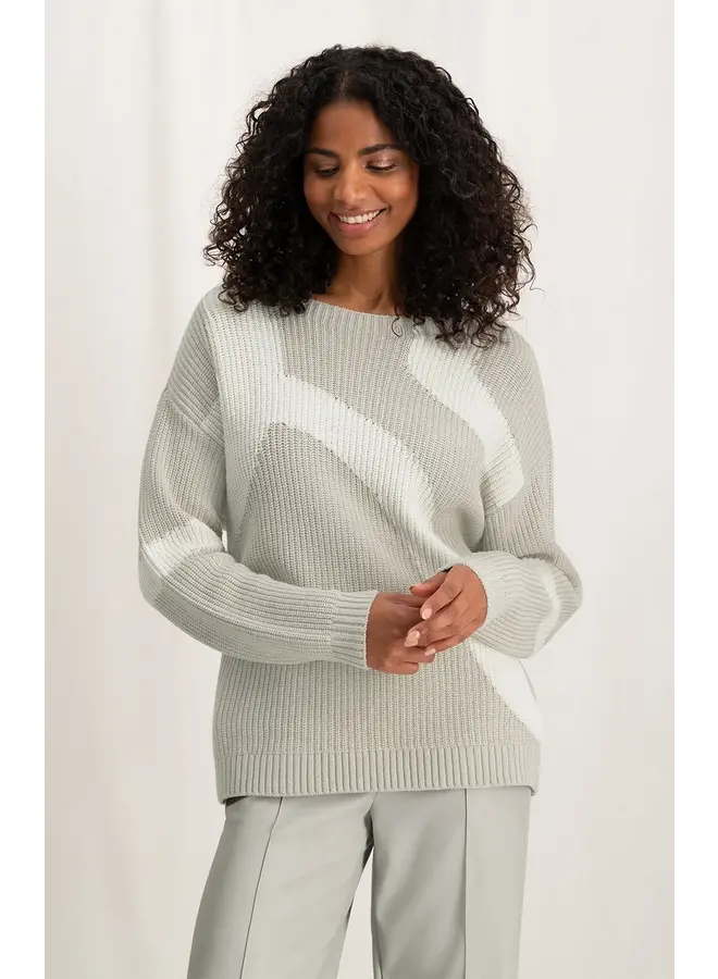 Yaya  V-Neck Chenille Sweater Silver Lining - Tryst Boutique