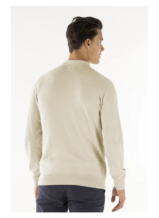 Presly & Sun Polo Lange Mouw Presly & Sun Brad Long Sleeve Knitted Polo - Beige