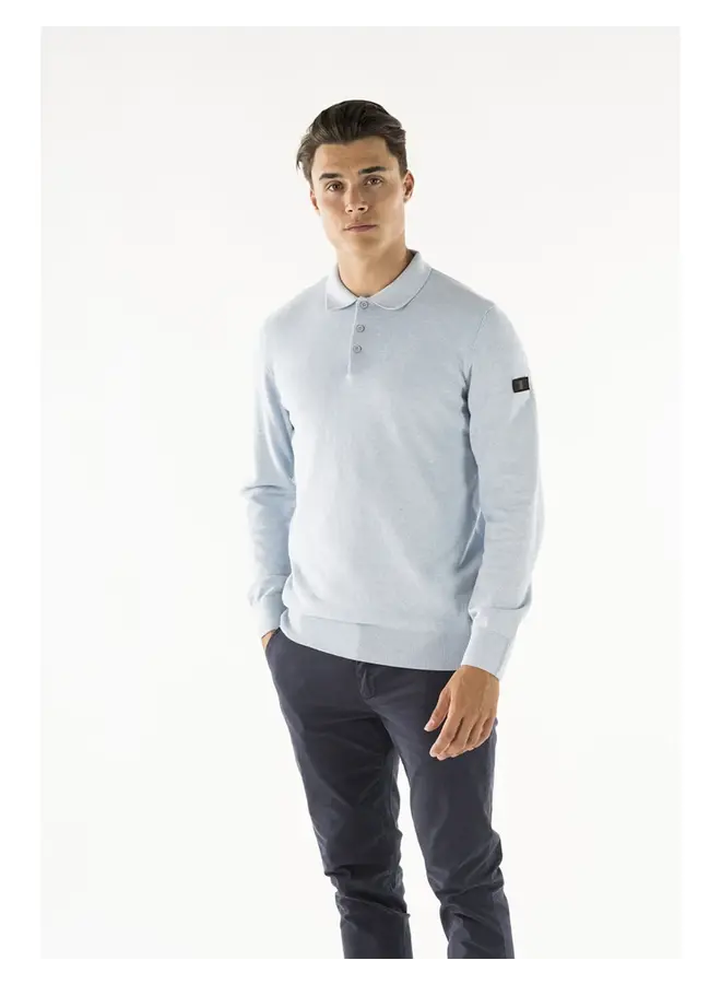 Presly & Sun Polo Lange Mouw Brad Long Sleeve Knitted Polo - Sky