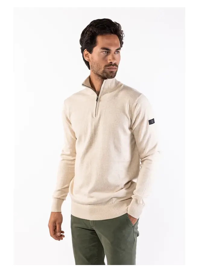 Presly & Sun Half Zip Trui lewis Pullover - Beige