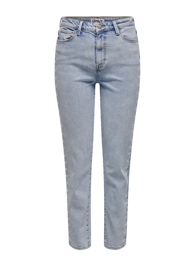 Only Straight Fit Jeans Met Hartjes 15325289 - Light Blue Denim