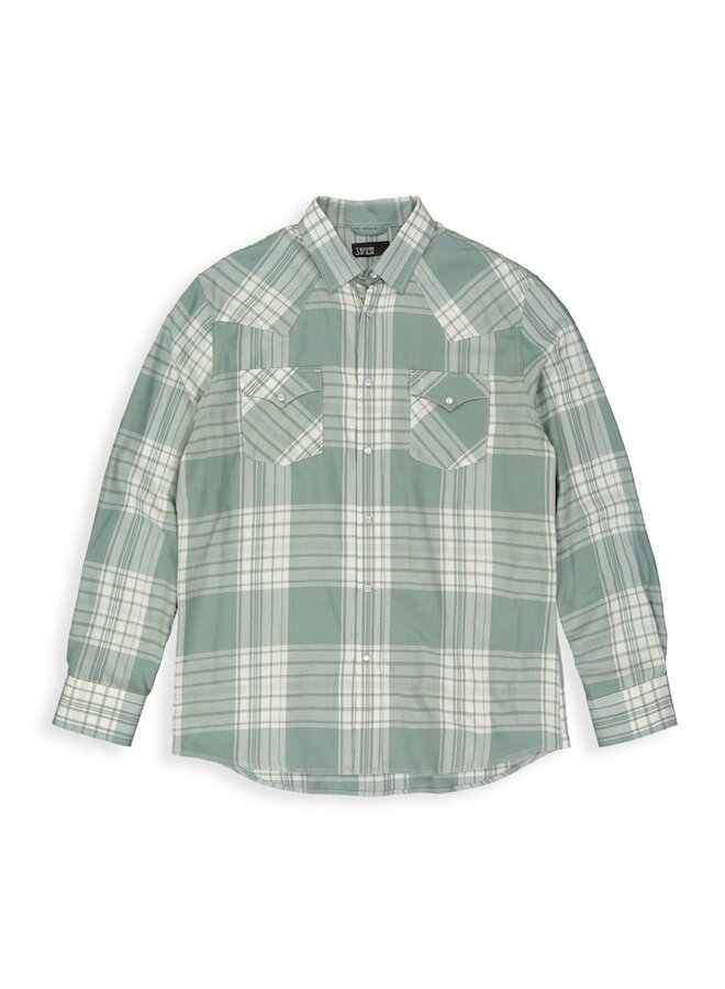 Butcher of Blue Overhemd Lanton Western Check Shirt M2414011 - 722 Ice Green