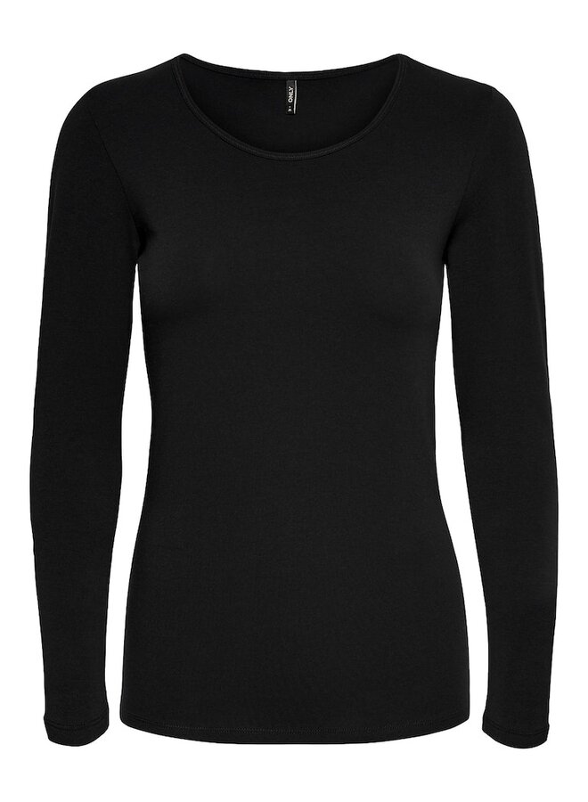 Only T-shirt Lange Mouw ONLLIVE LOVE L/S ONECK TOP NOOS JRS - Black