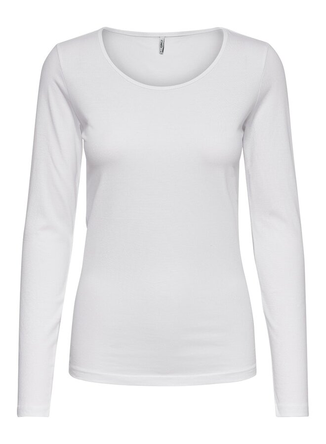 Only T-shirt Lange Mouw ONLLIVE LOVE L/S ONECK TOP NOOS JRS - White